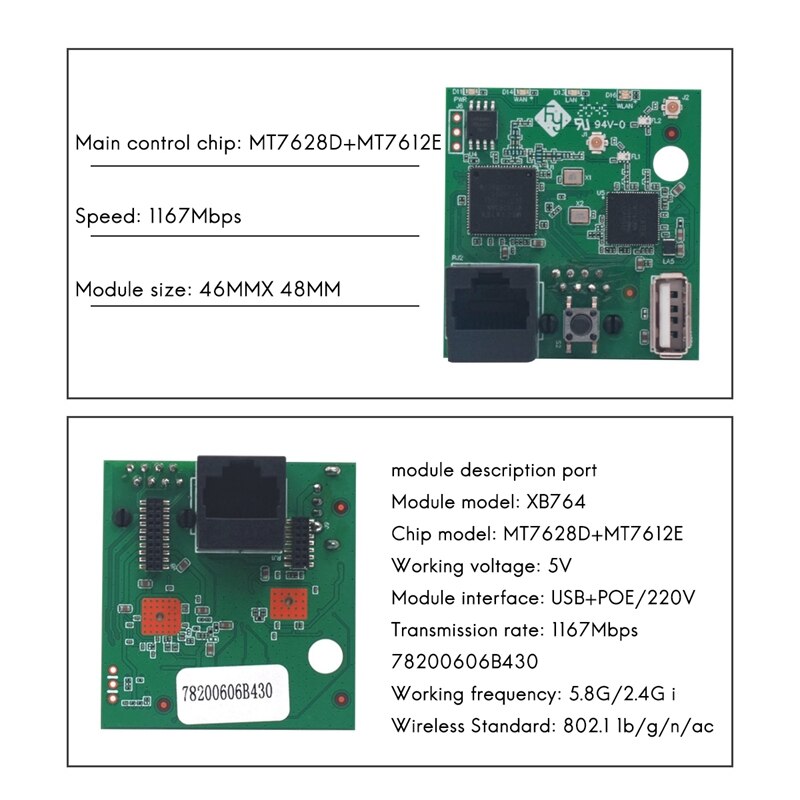 Gigabit 2.4G/5.8G 11AC Dual Band Wireless Wifi Panel Ap Module