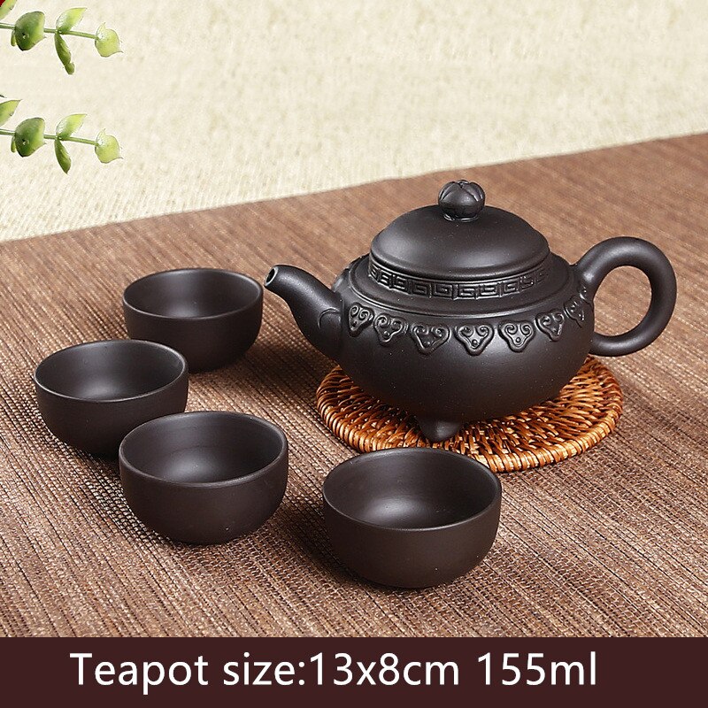 5 Stks/set Chinese Yixing Paarse Klei Thee Sets Xishi Theepot Handgemaakte Ketel Master Theekopjes Authentieke Huishoudelijke Theewaar Drinkware: M