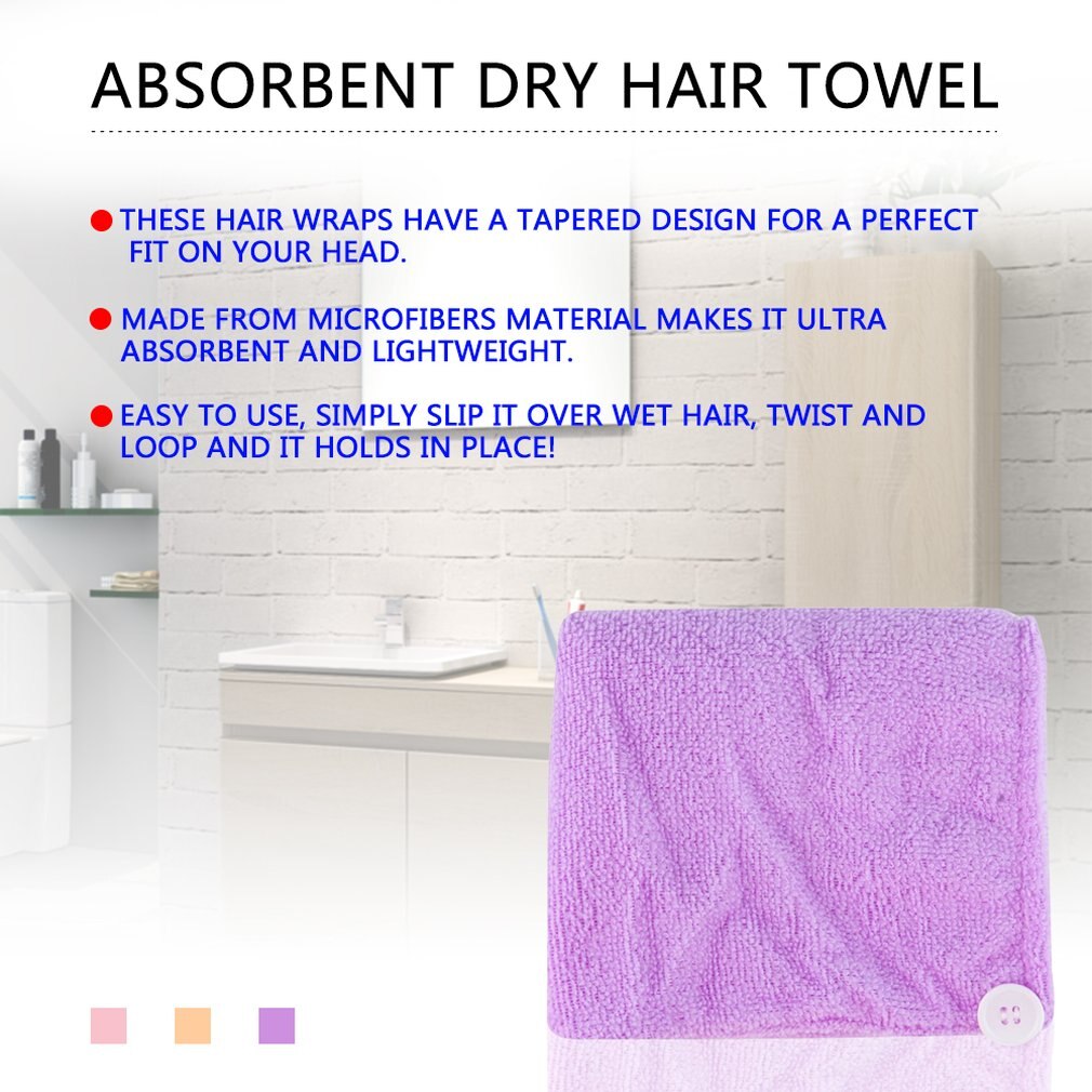 Haarhanddoek wrap 6 kleuren microvezel effen snel droog