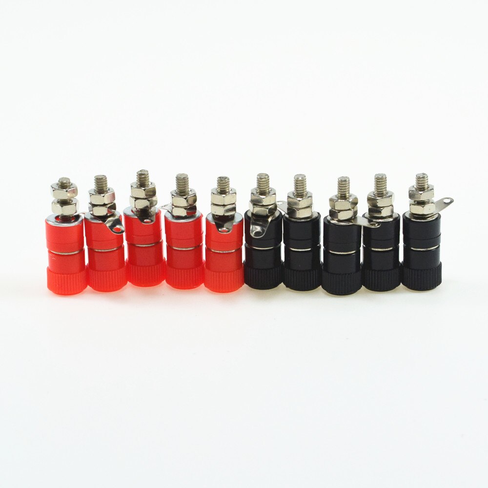 10 stk 4mm bananstikkontakt nikkelbelagt bindende mutter bananplugg jack kontakt rødsvart