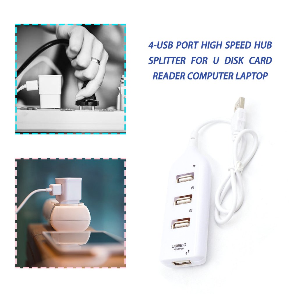 Przenośny 4 Port wielu rozdzielacz Hub na USB o wysokiej prędkości USB 2.0 wiele Expander do laptopa PC komputer przenośny akcesoria