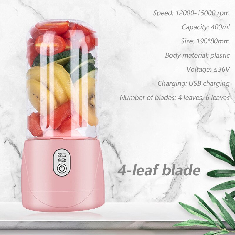 Portable blender usb mixer electric juicer machine smoothie blender mini food processor personal blender Xiomi juice blenders: 02