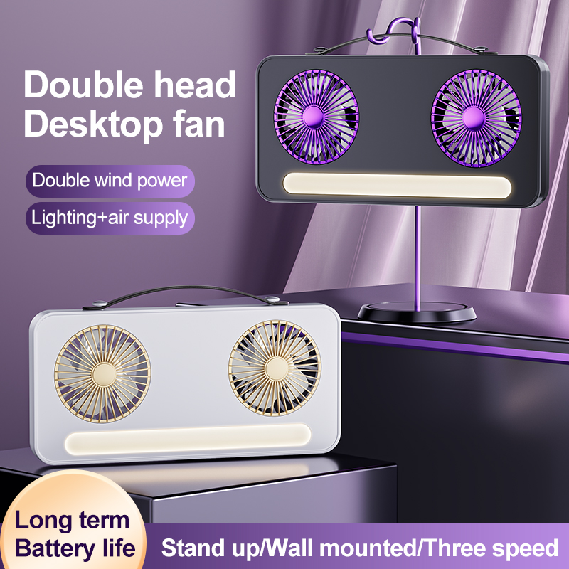 Double-Head Desktop Mini Fan: Strong Wind Power, Low Noise, Is the Ideal Choice for Home and Office Cooling