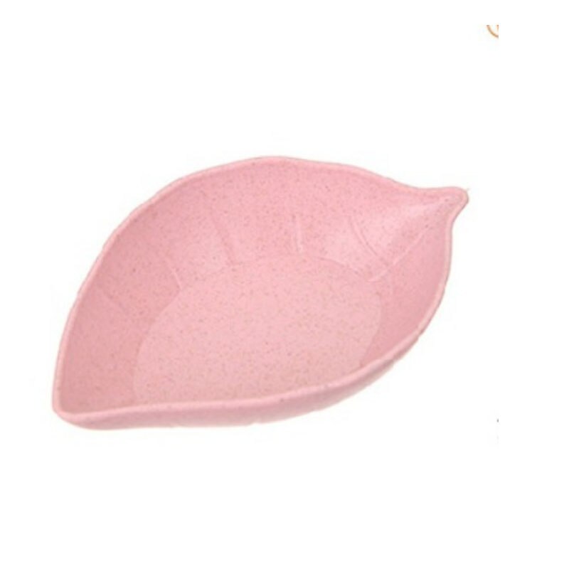 Assiettes à assaisonnement en forme de feuille, assiette à Sauce, vinaigre saveur de sel, blé fournitures de cuisine polyvalentes petit déjeuner 1 pièce: Pink