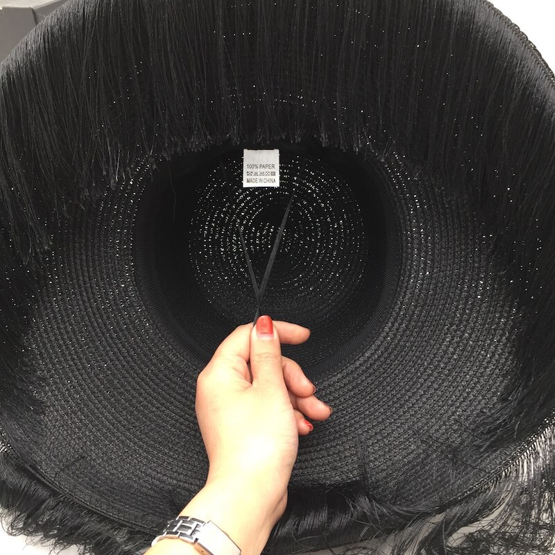 Chapeaux noirs avec pompon pour femmes, grand eaves de scène, petit chapeau de soleil et mystère du visage, spectacle de