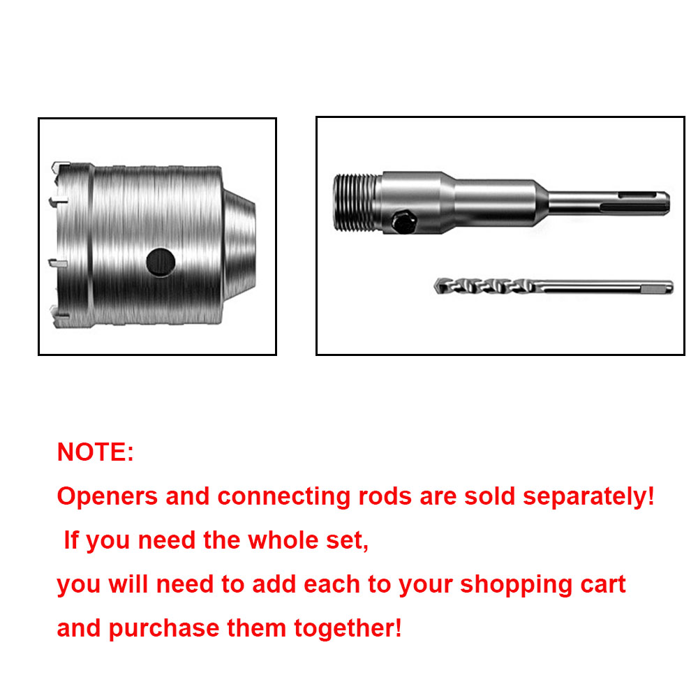 1pc x 30-160mm hulsavsæt til beton, vægbor, sds plus hulsav med rundt skaft til cementmursten