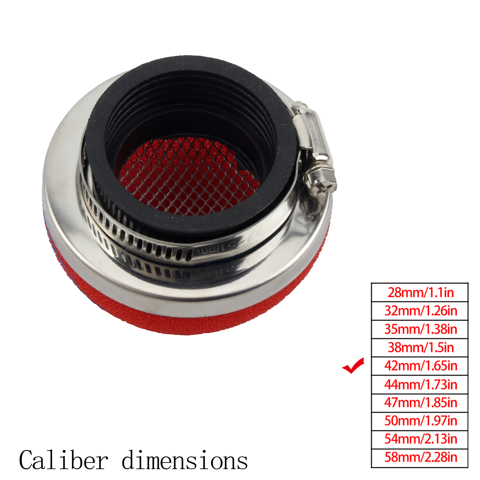 Moto Filtro aria Pulitore Filtro aria 2 tempi Motore sporco fossa bicicletta scooter 28/32/35/38/42/45/50/54/58 MILLIMETRI Parti di Moto: nero