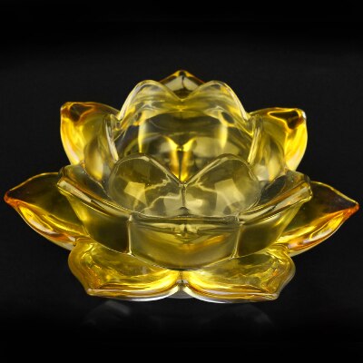 Kandelaar boterlamp boeddhistische tempelbenodigdheden grote zesbladige lotus kleurrijk kristalglas voor boeddhalicht kandelaar: B