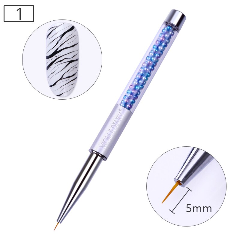 Nicole diary 1 pc gradiënt schilderpen tekenkwast witte strass handvat nagelkunstgereedschap: Patroon 1