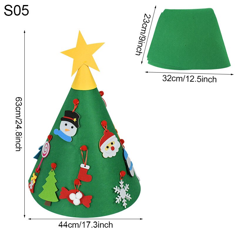 Diy filt julgransdekorationer barn xmas tree dörr vägghängande prydnad konstgjorda träd hem bröllopsfest gynnar: S05