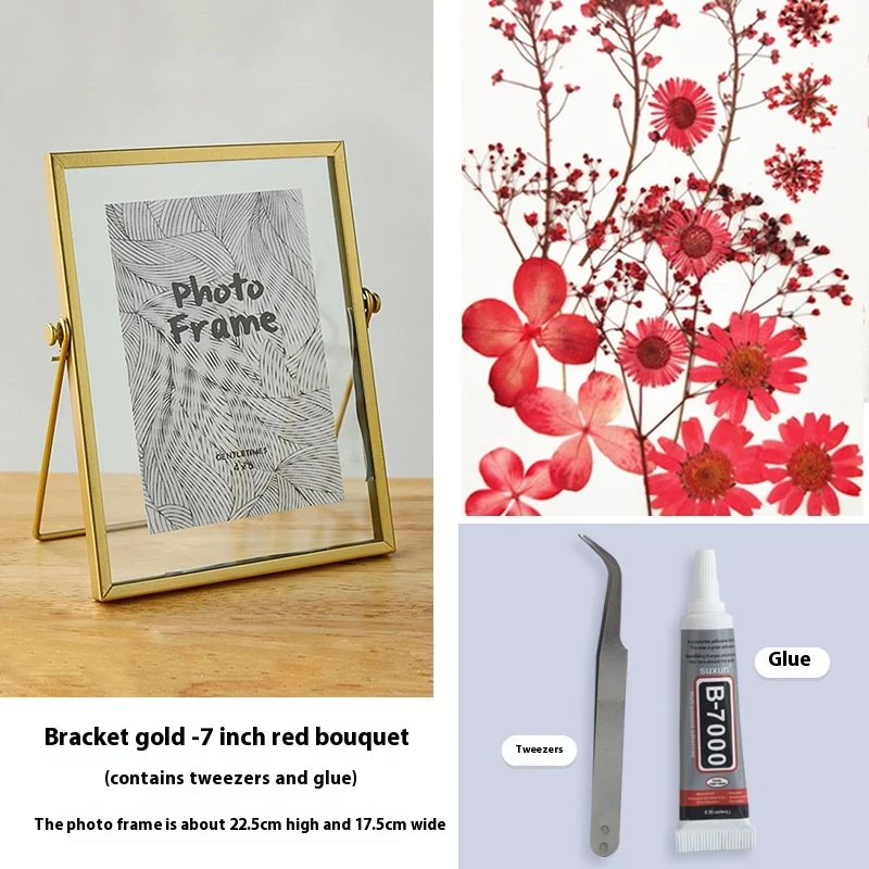 DIY Double-Sided Transparent Glass Picture Frame for Dried Flowers Handmade Home Decor Display Stand Decorative Photo Frame