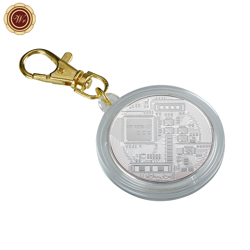 Bitcoin portachiavi morso moneta briscola increspatura Ethereum monete remy placcato in oro sfida portachiavi con monete di crittografia per lui