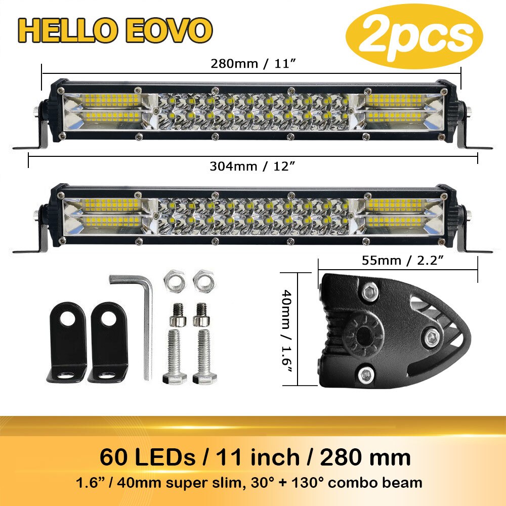 LED Bar 11 inch 21 inch LED Light Bar Work Light for Driving Offroad Boat Car Tractor Truck 4x4 SUV ATV 12V 24V Off Road: 2pcs 11 inch