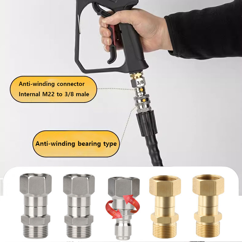 Hogedrukreiniger Draaibaar M22 14 mm 360 graden Kink Free Swivel Fitting Anti Twist M22 Man-vrouw Connector Joint voor pistoolslang