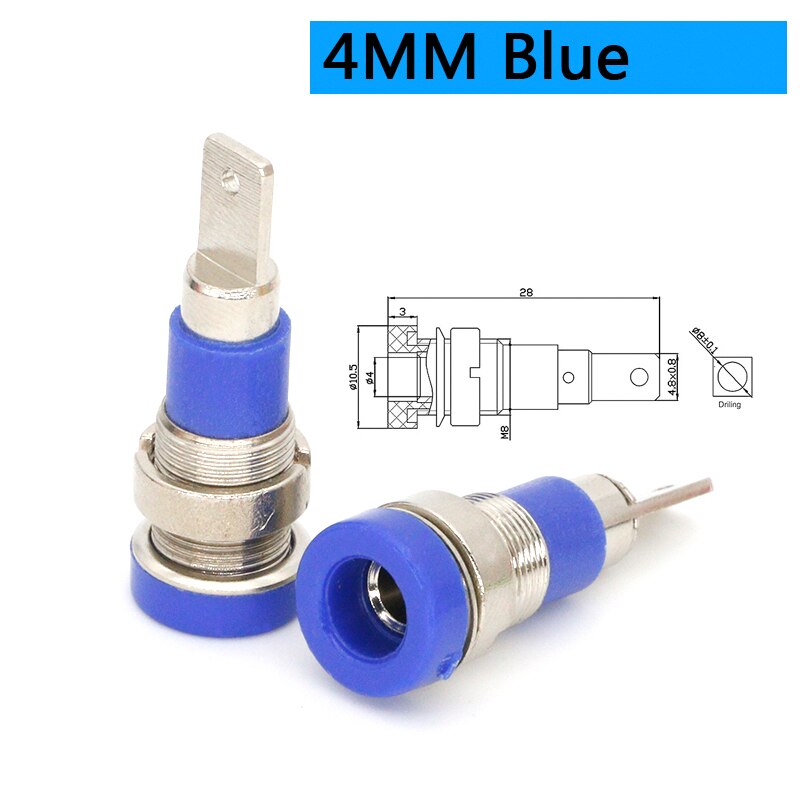 5Pcs Brass 2mm Banana Female Jack Chassis Panel Mount Socket Connector for Non-Shrouded Banana Plug: 4mm blue
