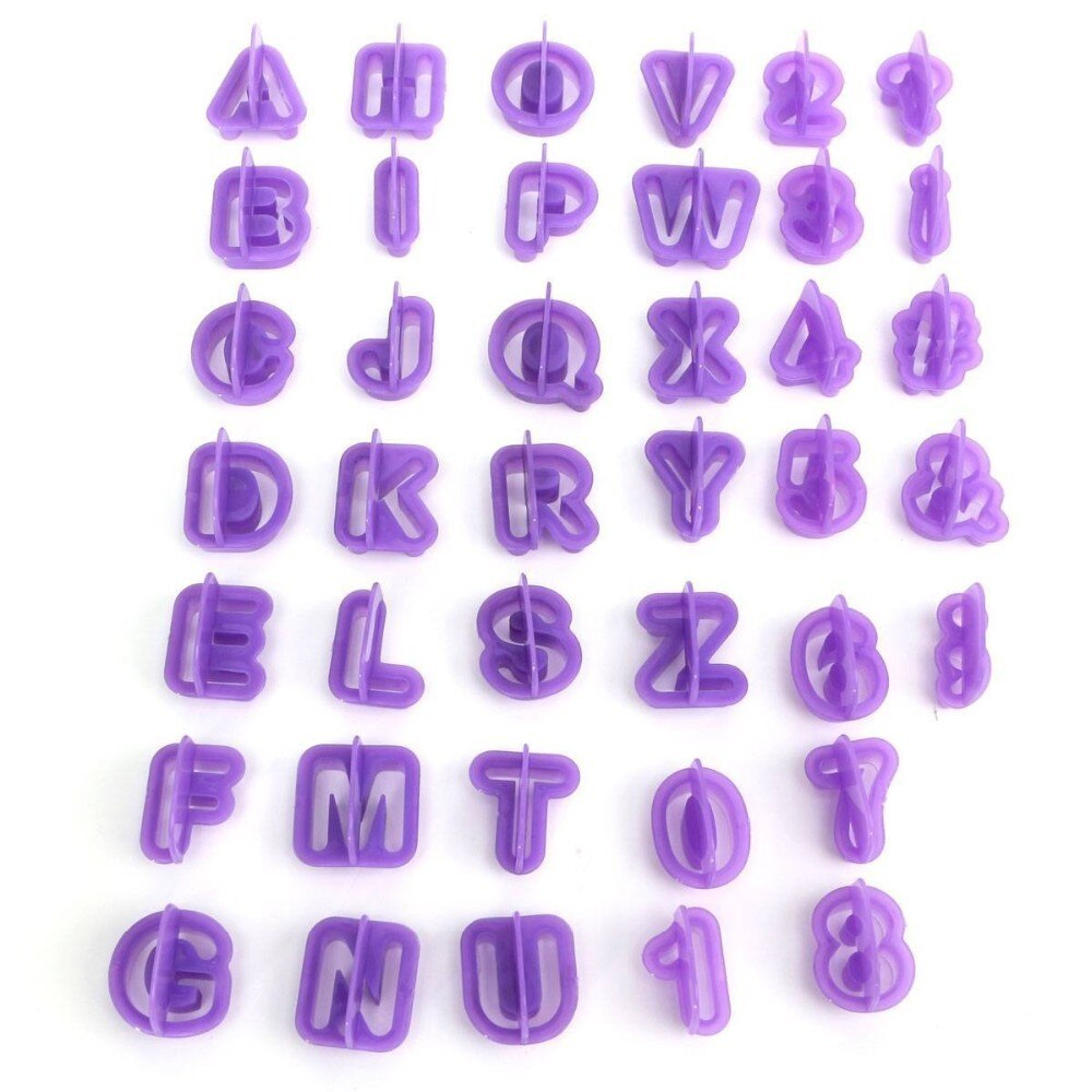 40Pcs Alfabet Cake Mallen Figuur Plastic Brief Fondant Chocolade Cookie Cutter Nummer Koekjes Mal Bakken Decorating Gereedschap