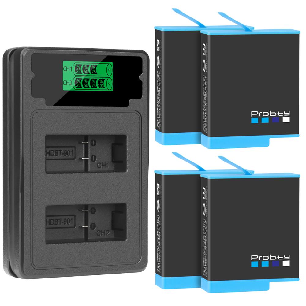 Originele Probty Voor Gopro Hero 9 Batterij 2 Slot Lader Kit Opbergdoos Oplader Voor Gopro Hero 9 Zwart Hero9: 4BatteryWithCharger