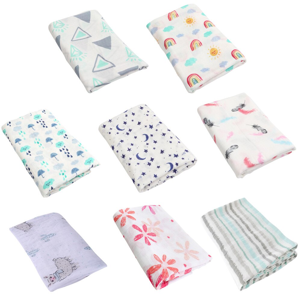Baby bomull filt muslin swaddle filt badhandduk bomull filt spädbarn wrap baby höst vinter 120*120cm