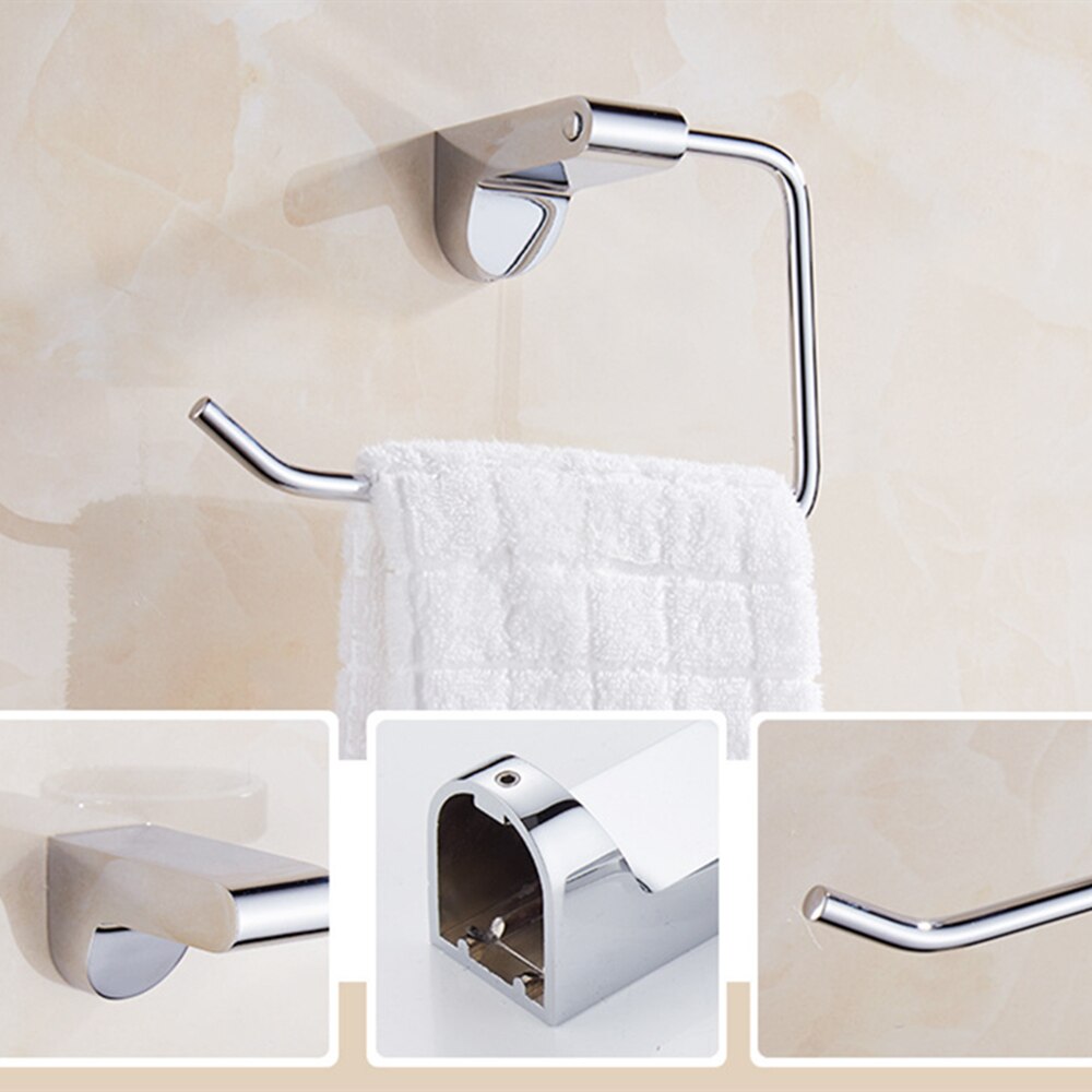 Jobobroom badkameraccessoires chroomkleurige wandgemonteerde handdoekring handige handdoekhouder hanger hangende badkameropslag