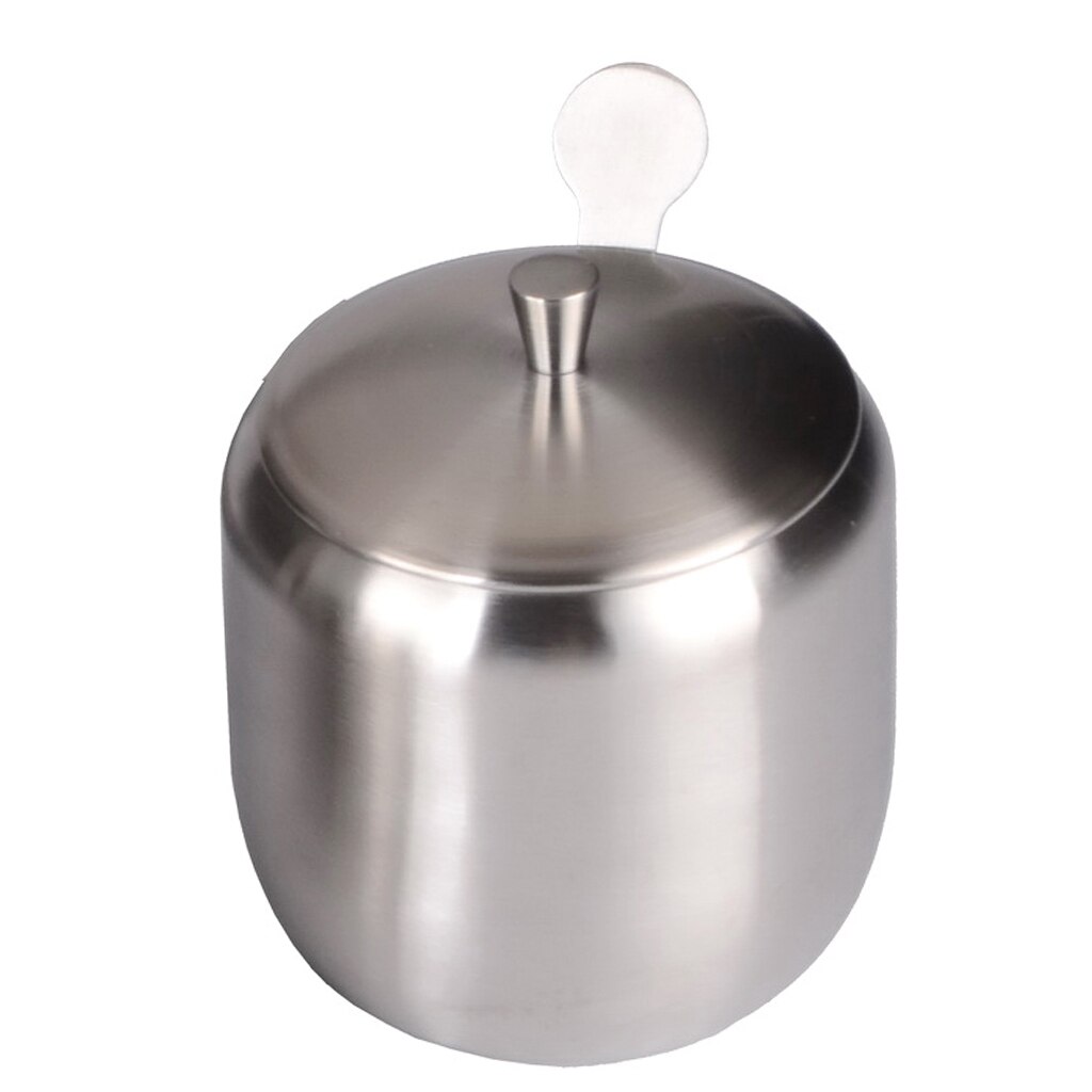 Stainless Steel Sugar Bowl Seasoning Pots Sugar Container with Small Spoon