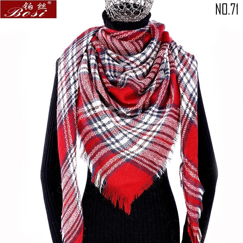 Winter Kasjmier Plaid Sjaal Sjaal Vrouw Poncho Driehoek Luxe Bandana Pashmina Wrap Grote Stola Luxe