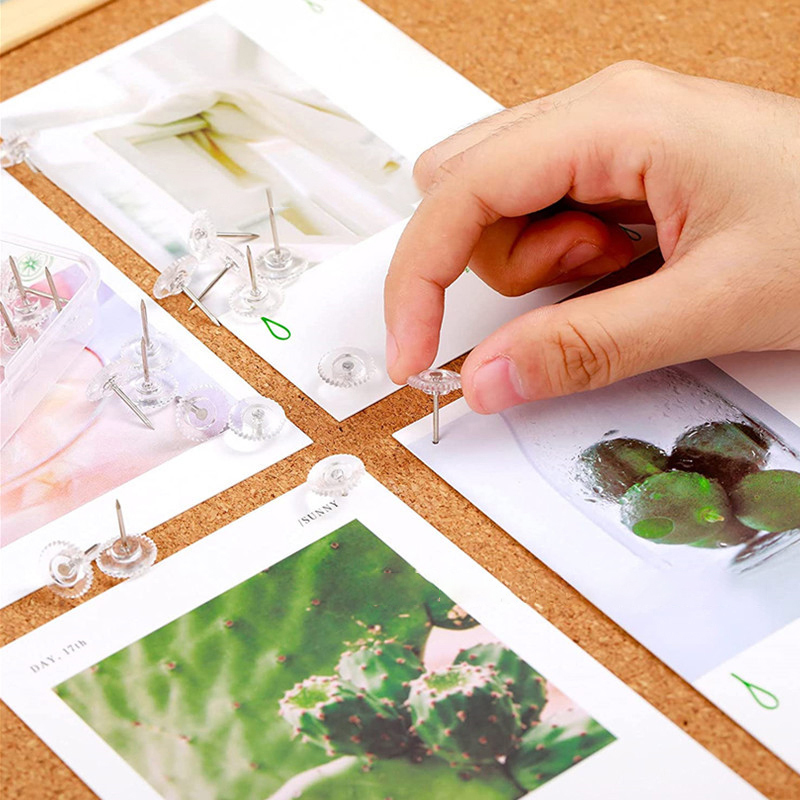 100X Transparant/Zwarte Kaart Pins Multi-Purpsoe Gear-Achtige Pushpins Decoratieve Thumb Kopspijkers Voor Kantoor School Bulletin board 12x16mm