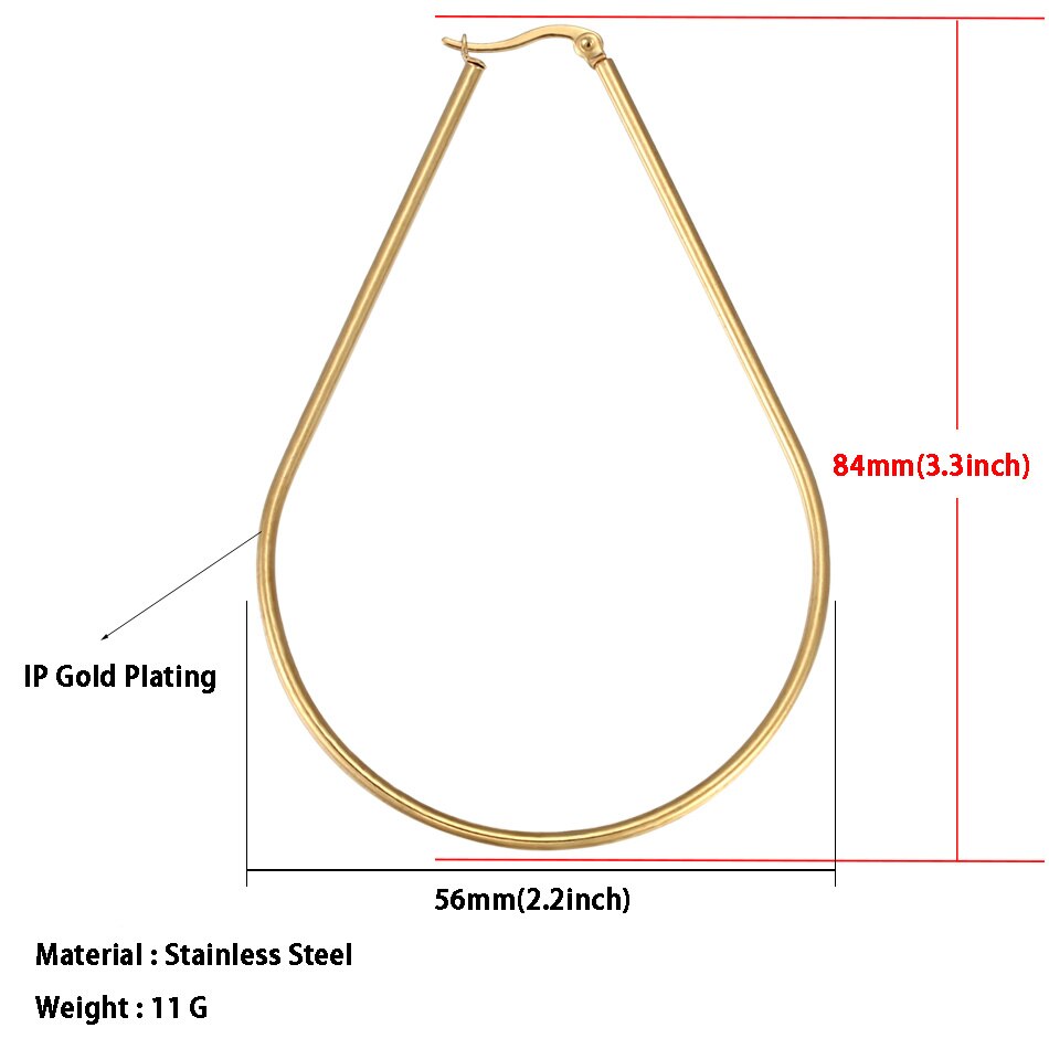 Geometric Hoop Earrings For Women Stainless Steel Gold Color Big Large Earrings Statement Jewelry