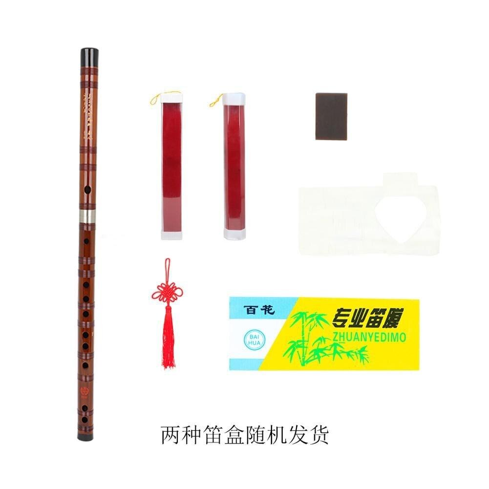 Zd-02 flauta de bambu vermelho-marrom tradicional vintage c d e f g chave chinesa dizi instrumento com borlas + membrana woodwind instrumento: F Key