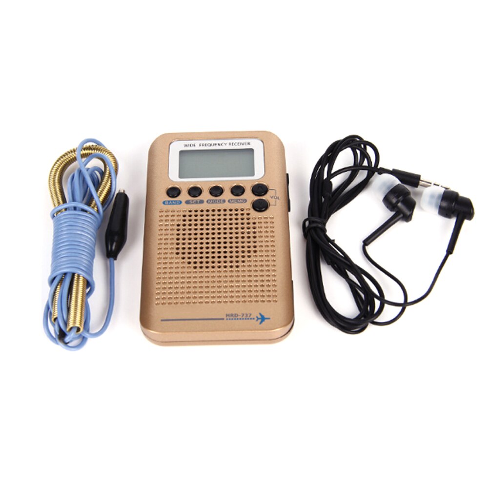 Aircraft FullBand VHF Radio Portable FM AM SW Radio VHF CB 30-223MHZ 25-28MHZ Air 118-138MHZ with Dual Alarm Clock: gold