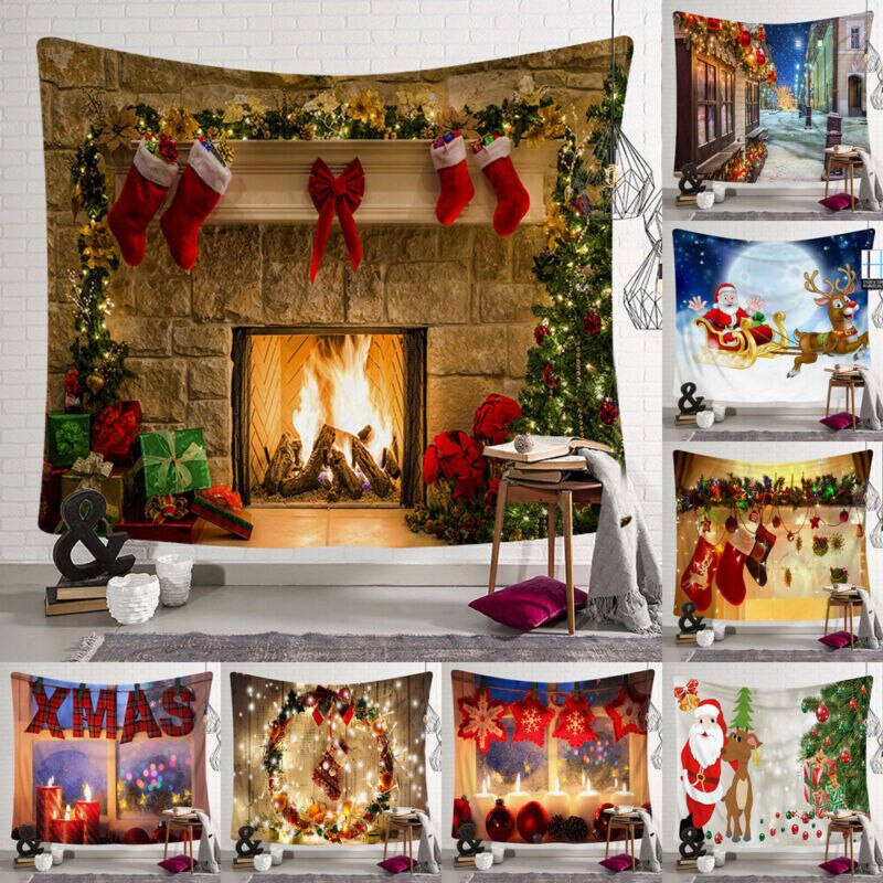Arte de Navidad hogar tapiz colgante de pared Hippie colcha adorno de pared decoración de Navidad para la pared telón de fondo manta Manta