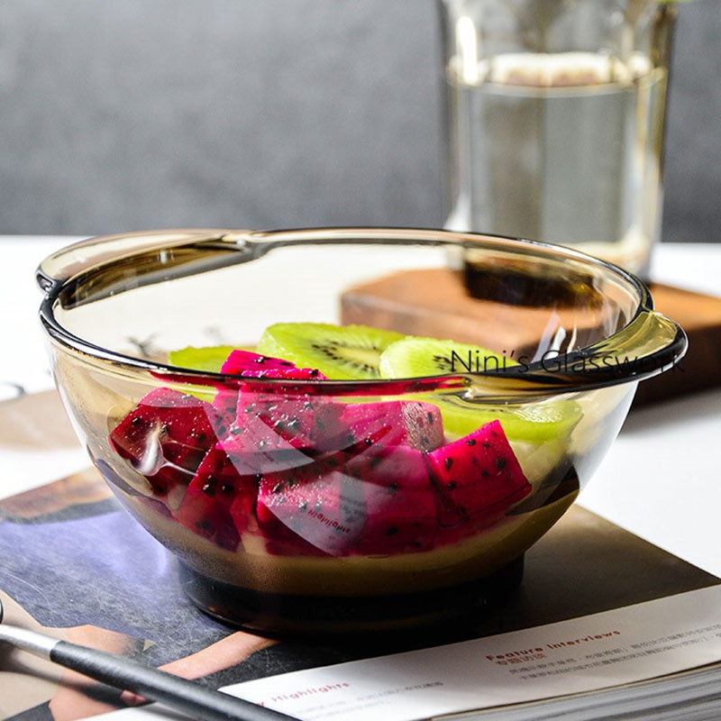 Nordic Glas Dessert Kom Groente Fruit Salade Mengen Kom Ramen Kom Eettafel Plaat Keukengerei Tool Thuis Servies
