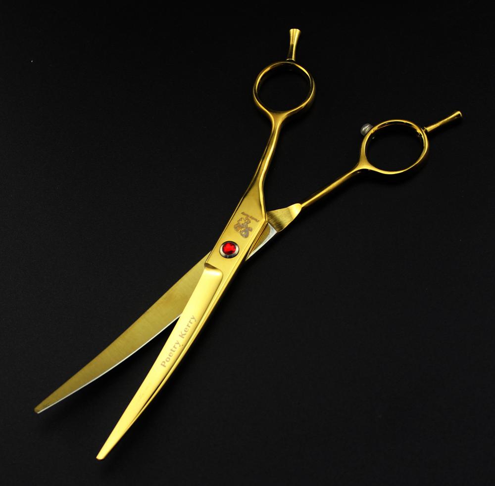 Pet scissors Straight &Thinning & Curved scissors 4pcs set +comb for dog grooming dogs shears hair cutter 7.0 inch