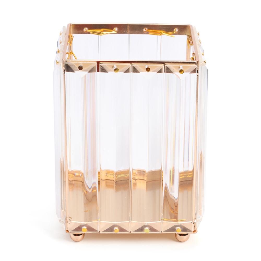 Metal Crystal Makeup Brushes Storage Tube Eyebrow Pencil Cosmetic Pens Holder Desktop Jewelry Box Organizer