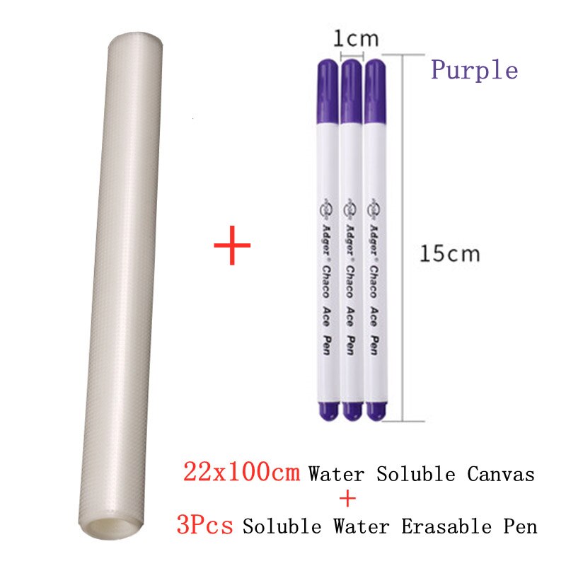 22x100CM Water Soluble Canvas Magic Cloth 14CT Cross Stitch Fabric Disappear In Water DIY Handmade Embroidery Sewing: Purple