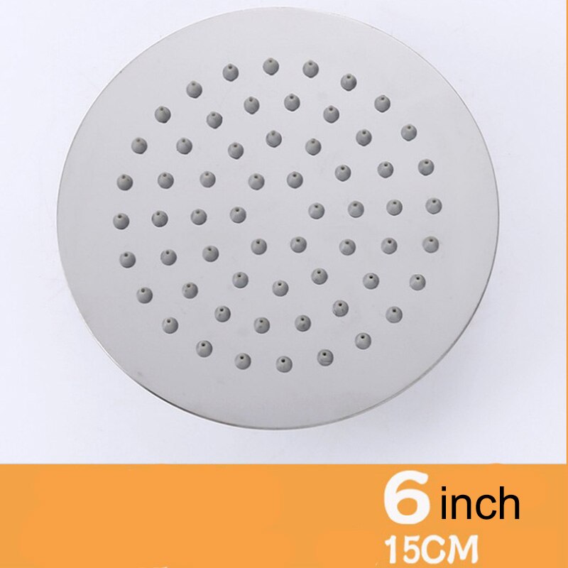 Top Douchekop Rainfull Waterbesparende Vierkante Ronde Ultra-Dunne Rvs Bad Tops Douche Voor Bathroon 6 "8" 10 "12Inch: 6 inch Shower Head