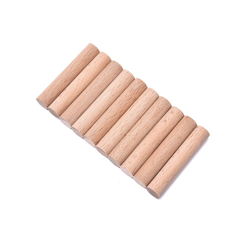 Barras de madera de haya Natural de 8mm/10mm/12mm de diámetro, espiga de madera Premium duradera para manualidades de construcción, modelo de carpintería, 10 uds.: 5CMX10MM