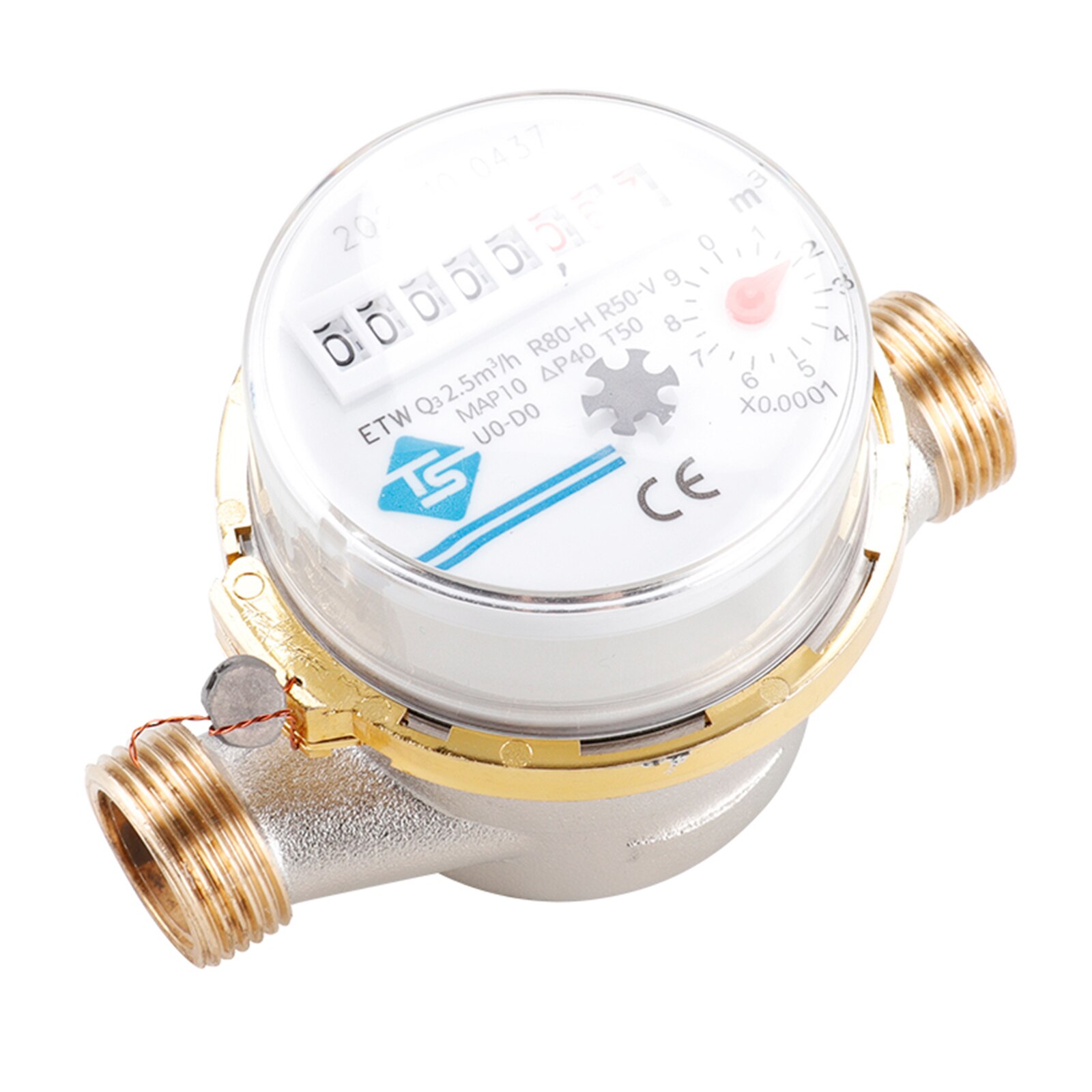 15mm 1/2 inch Cold Water Meter Read of Cubic Flow Meter 360 Adjustable Rotary Counter Water Measuring Meter for Home Usage