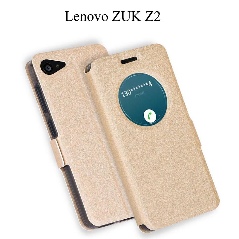 Leren hoesje lenovo zuk  z2 pro hoesje kijkvenster flip stand cover voor lenovo zuk  z2 z2 plus telefoonhoesjes tas  z2121 z2131 fundas