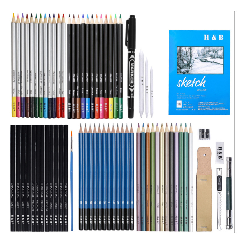 Drawing Sketch Pencils Art Set Art Drawing Supplies 71Pieces Color Pencils Sketching Pencils Sets With Sketch Book