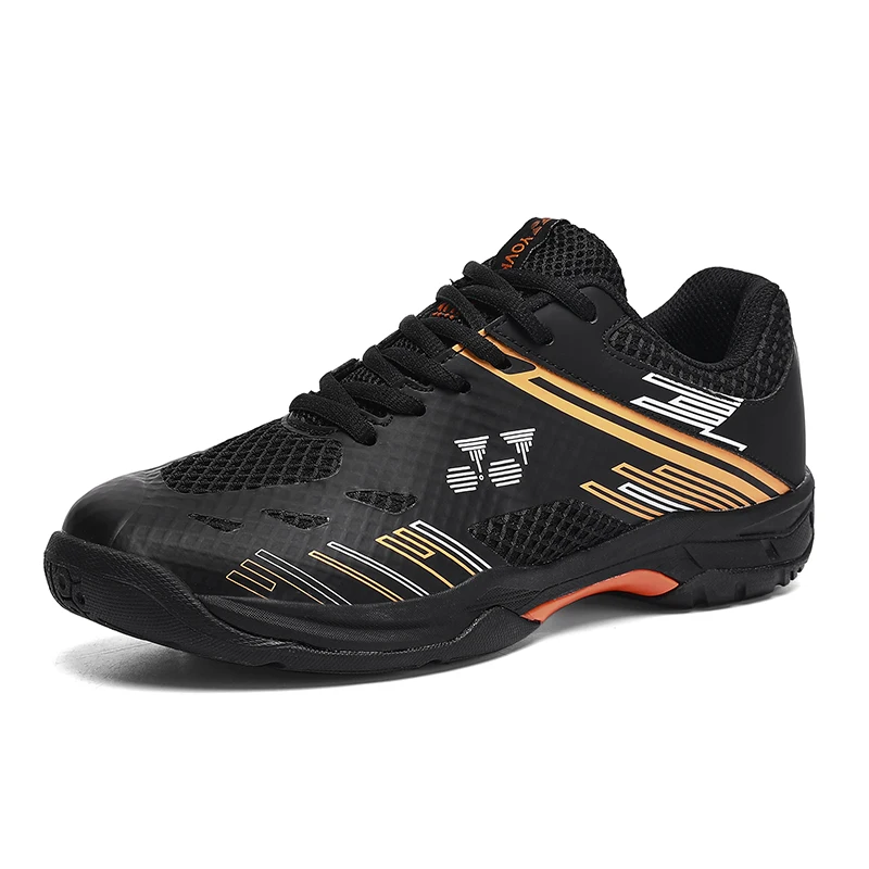 Badmintonschoenen, sneakers voor heren, ademende antislip tennissportschoenen voor mannen en vrouwen, trainingssneakers: Zwart / 43