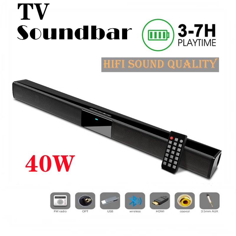 40W Tv Soundbar Bedrade En Draadloze Bluetooth Home Surround Soundbar Voor Pc Theater Tv Luidspreker Met Fm Radio Muziek center Kolom