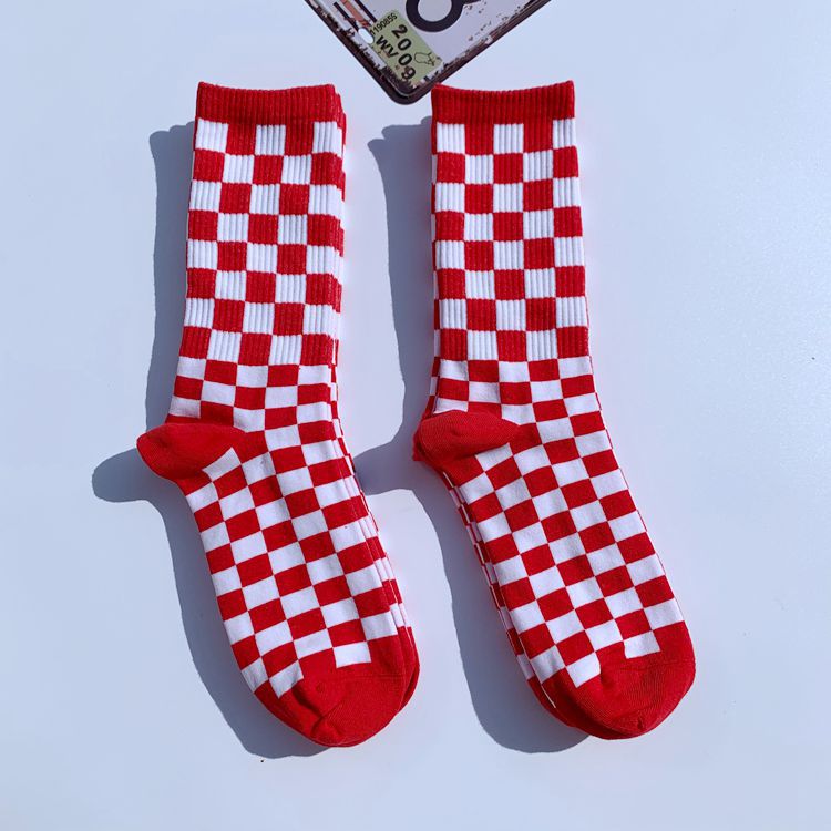 Korea Harajuku Überprüfen Socken Straße Sport Druck Skateboard Socken Hüfte hüpfen Geometrische Schachbrett Hüfte hüpfen Socken: 2