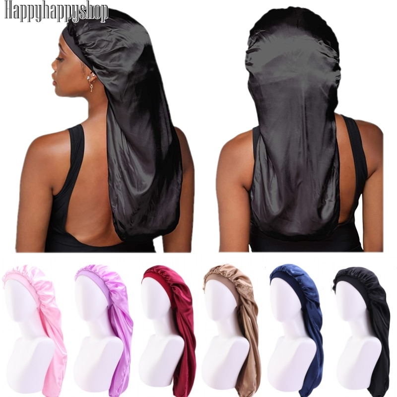 Gorro de satén de doble capa Extra grande, gorro cilíndrico largo para dormir de noche, cubierta para cabeza, turbante, complemento de cabeza para musulmanes africanos
