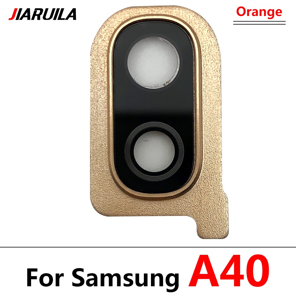 Back Camera Glass Lens + frame For Samsung Galaxy A10 A30 A40 Rear Housing Back Cover With Metal Frame Holder Replacemen: A40 orange