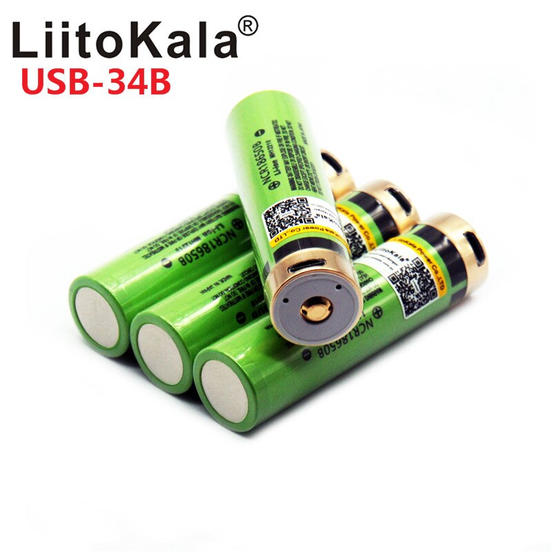 2019 LiitoKala USB 3.7V 18650 3400mAh Li-Ion USB Batteria Ricaricabile Con Indicatore LED Luce DC-Ricarica