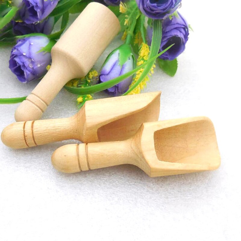 1pcs Small Wooden Salt Spoon Kitchen Sugar Coffee Spoon Wooden Fertilizer Shovel Bathroom Salt Spoon Bathroom Accessories