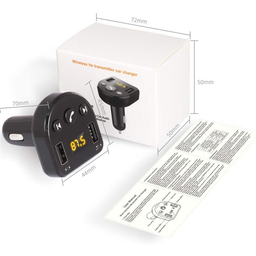 Vodool Bluetooth Fm Transmitter Car Kit Draadloze Modulator Handsfree Usb Flash Drive MP3 Speler 2 Poorten Usb Car Charger