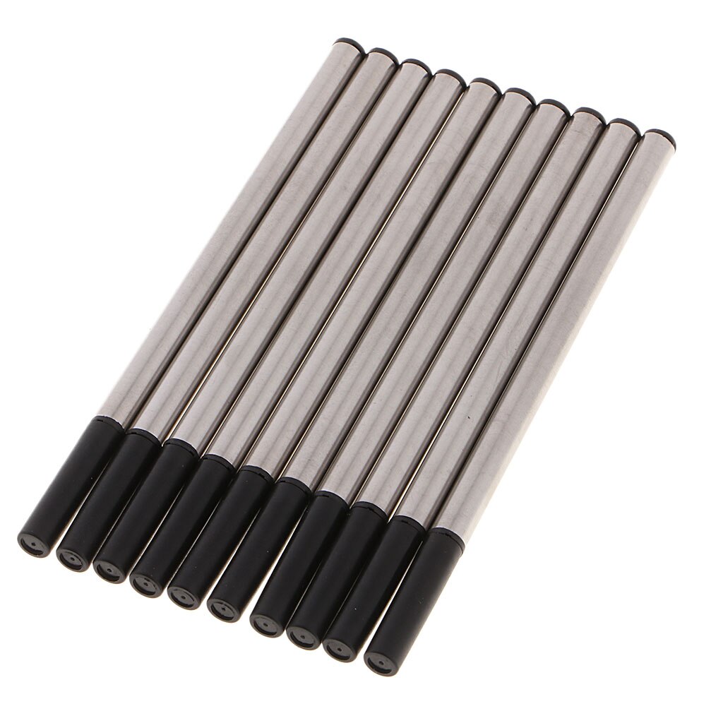 Recambios de bolígrafo de Metal, recambio de bolígrafo de tinta negra, 10 unids/paquete