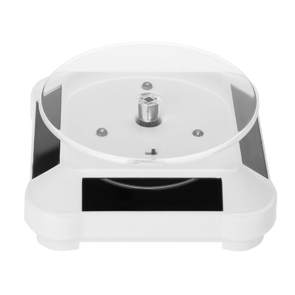 Solar Showcase 360 Degrees Rotating Turntable Watches Phone Jewelry Display Stand LED Light: White