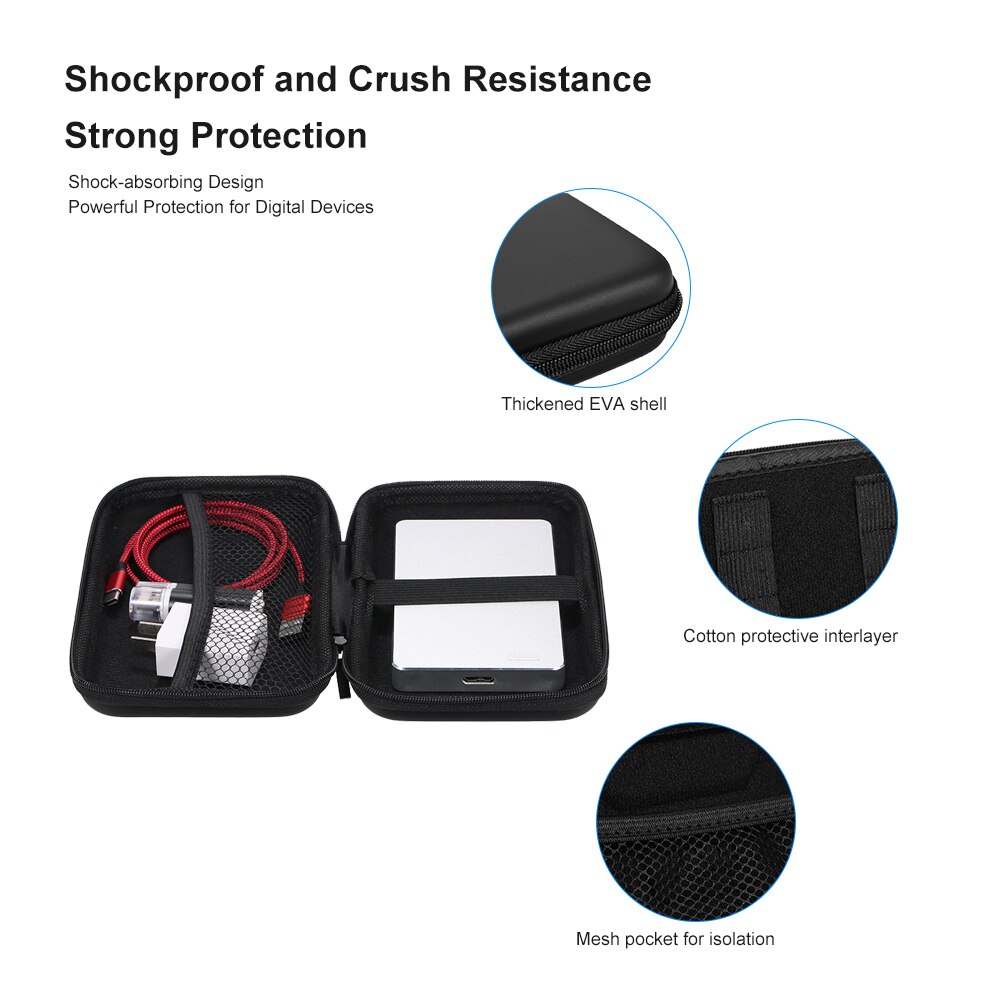 3.5" Pouch Bag EVA Shockproof HDD Hard Drive Disk Case Bag HDD 3.5 inch Hard Drive Carrying Case External HDD Travel Bag Case